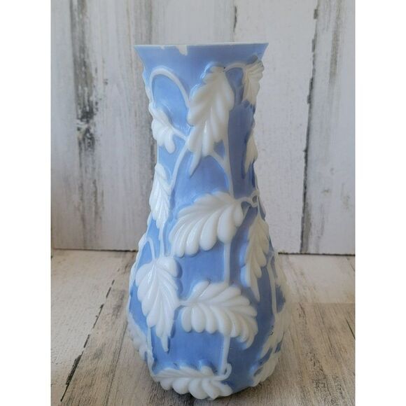 Phoenix philodendron blue glass vase milk‎ leaf home decor - Picture 4 of 12